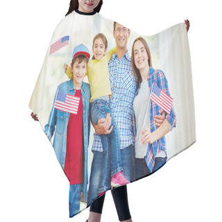 Personality  American Family  Holding Flags Hair Cutting Cape