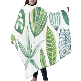 Personality  Tropical Leaves Watercolor Hand Drawn Set With Monstera, Calathea, Tradescantia, Licuala Grandis Greenery. Clipart For Wedding Invitations, Save The Date Cards, Birthday Cards, Stickes. Hair Cutting Cape