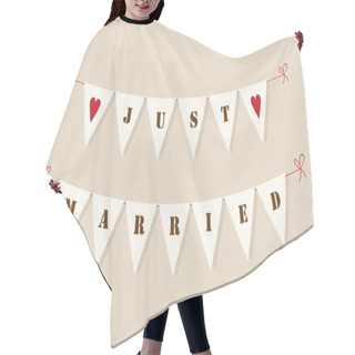 Personality  Vintage Bunting Flags Just Married Hair Cutting Cape