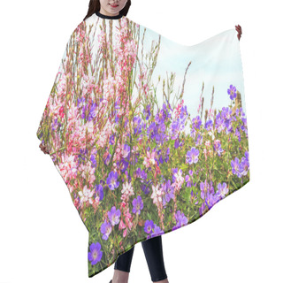 Personality  Rozanne Geranium And Verbena Bonariensis  Hair Cutting Cape