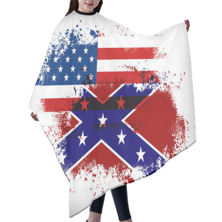 Personality  Confederate Flag Vs. Union Flag. Civil War Concept Hair Cutting Cape