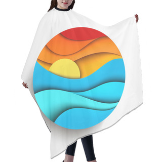 Personality  Sunset In The Sea. Vector Icon Illustration Hair Cutting Cape
