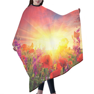 Personality  Field Of Flowering Poppies Hair Cutting Cape