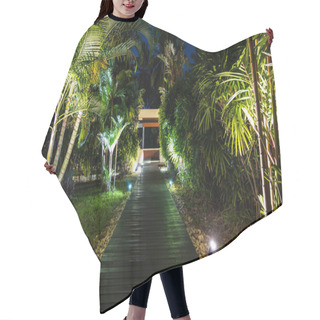 Personality  Night Lighting In Tropical Garden Hair Cutting Cape