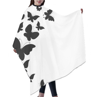 Personality  Background With A Border Of Butterflies Flying. Hair Cutting Cape