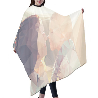 Personality  Mom And Child Portrait Vector Geometric Illustration Hair Cutting Cape