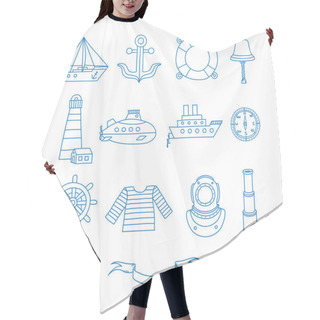 Personality  Set Of Nautical Design Elements In Doodle Style Hair Cutting Cape