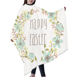 Personality  Happy Easter Card With Floral Wreath. Hair Cutting Cape