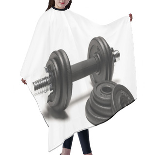 Personality  Iron Dumbbell With Weight Plates Hair Cutting Cape