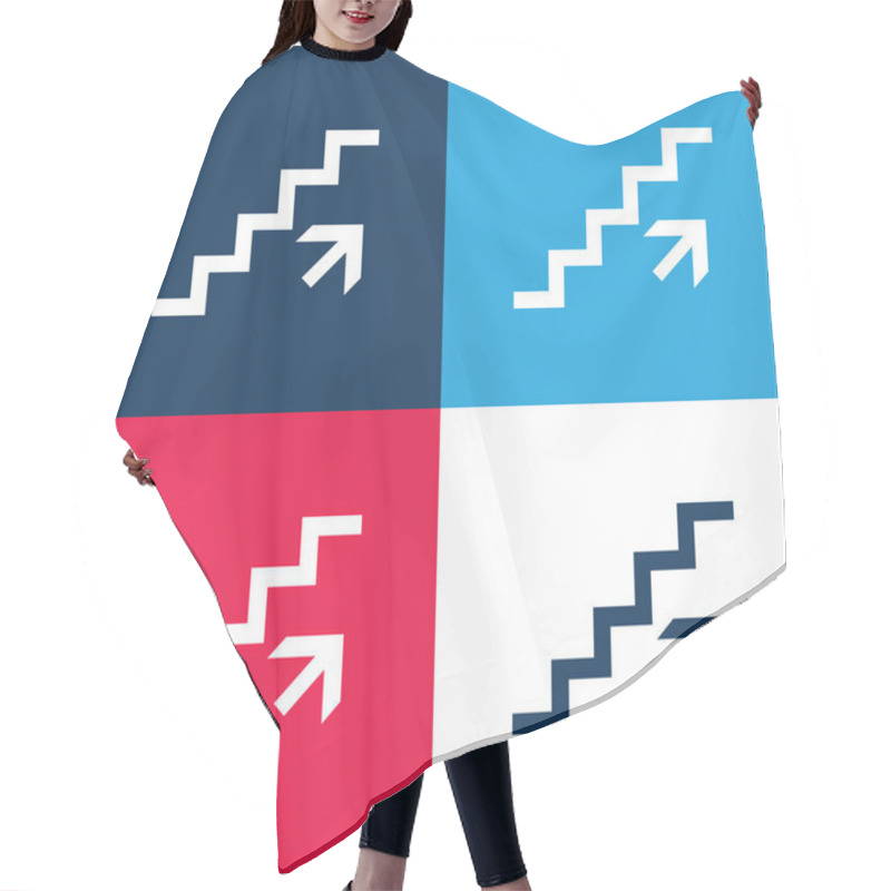 Personality  Ascending Stairs Signal blue and red four color minimal icon set hair cutting cape