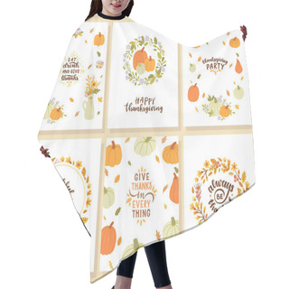 Personality  Set Of Happy Thanksgiving Cards.  Hair Cutting Cape