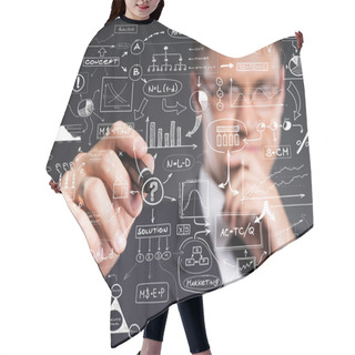 Personality  A Smart Businessman Writing With A Marker On The Screen Hair Cutting Cape