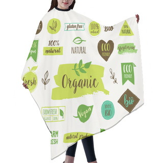 Personality  Bio, Ecology, Organic Logos And Icons, Labels, Tags. Hand Drawn Bio Healthy Food Badges, Set Of Raw, Vegan, Healthy Food Signs, Organic And Elements Set Hair Cutting Cape