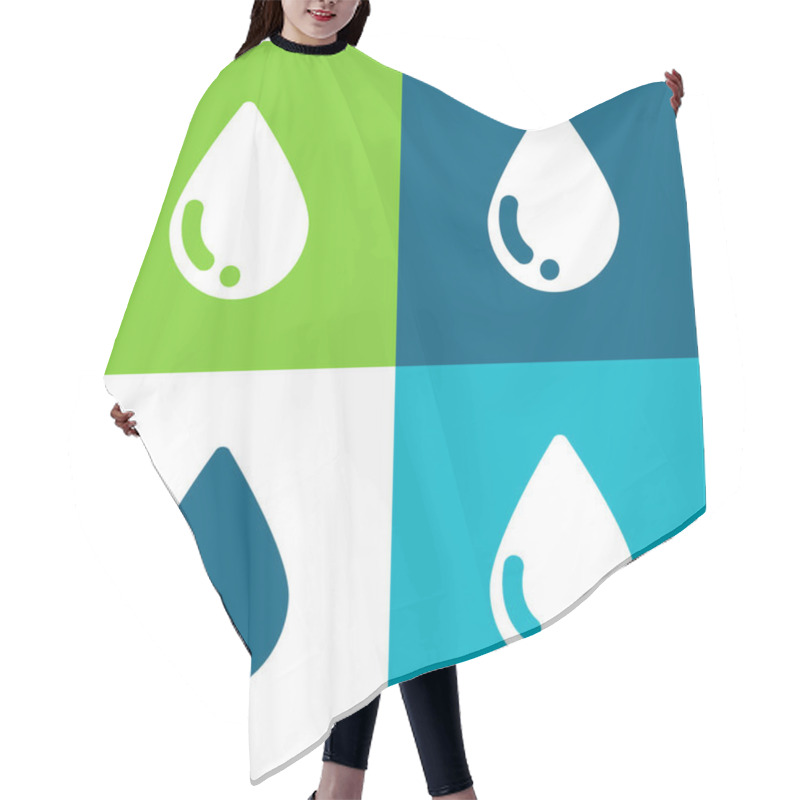 Personality  Blood Drop Flat four color minimal icon set hair cutting cape