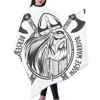 Personality  Norse Warrior Berserker. Viking Head, Shield And Two Crossed Axes Hair Cutting Cape