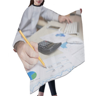 Personality  Close-up Image Of Financial Manager Analyzing Data In Financial Report Hair Cutting Cape