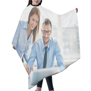 Personality  Business Partners In Office Hair Cutting Cape