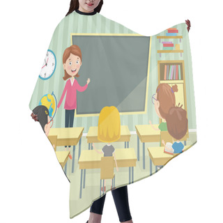 Personality  Vector Illustration Of Classroom Hair Cutting Cape