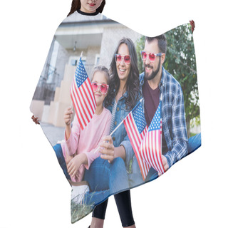 Personality  Family With American Flags And Sunglasses Hair Cutting Cape