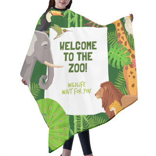 Personality  Colorful Poster With Invitation To Visit Zoo Hair Cutting Cape