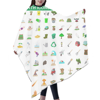 Personality  100 Earth Icons Set, Cartoon Style Hair Cutting Cape
