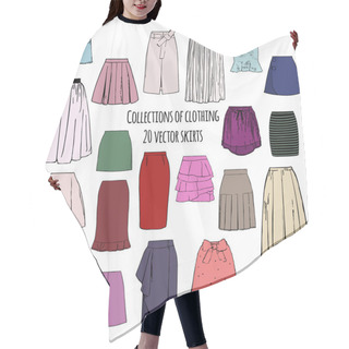 Personality  Collections Of Clothing, Twenty Colorful Vector Different Styles Of Skirts Hair Cutting Cape