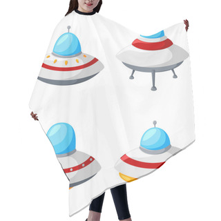 Personality  Set Of Colorful Alien Spaceships Isolated On White Background Hair Cutting Cape