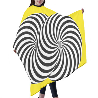 Personality  Infinity Symbol Of Interlaced Circles. Impossible Shape On Color Background. Optical Illusion With Striped Lines. Black White Stripes Of Circle. Hair Cutting Cape