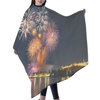 Personality  View On Cityscape And Colorful Fireworks In Belgrade Hair Cutting Cape