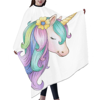 Personality  Portrait Of Colorful Unicorn Isolated On White Background Hair Cutting Cape