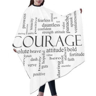 Personality  Courage Word Cloud Concept In Black And White Hair Cutting Cape