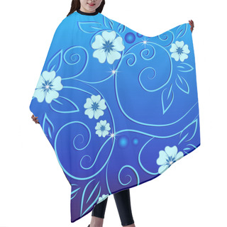Personality  Vintage Flowers On A Blue Background Hair Cutting Cape