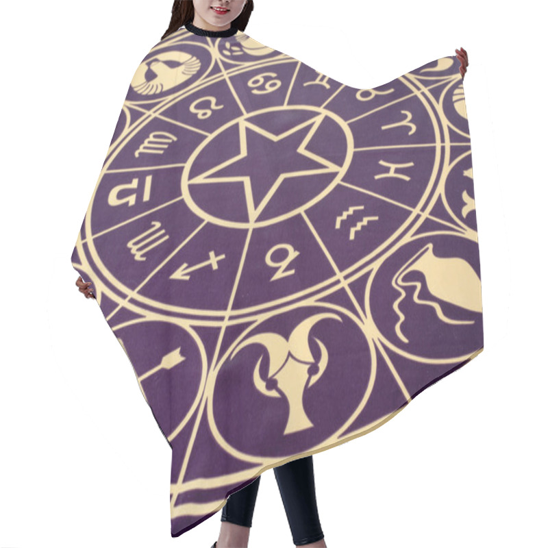 Personality  Wheel Of Zodiac Symbols Hair Cutting Cape