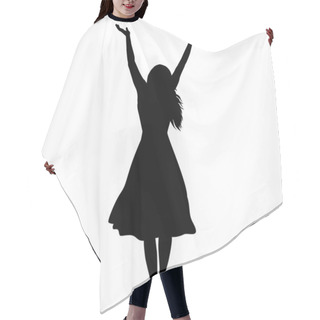 Personality  Silhouette Of Woman In Long Dress With Arms Raised Up Enjoying Life Hair Cutting Cape