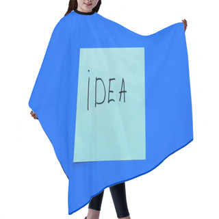 Personality  Top View Of Light Purple Card With Idea Lettering On Blue Background Hair Cutting Cape