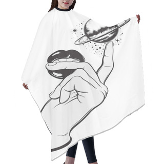 Personality  Vector Hand Drawn Illustration Hair Cutting Cape