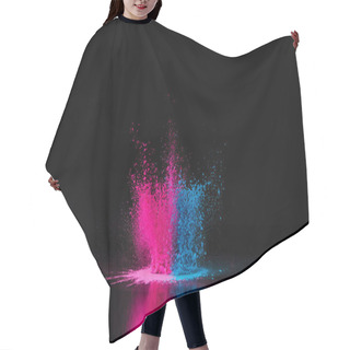 Personality  Pink And Blue Holi Powder Explosion On Black, Traditional Indian Festival Of Colours Hair Cutting Cape