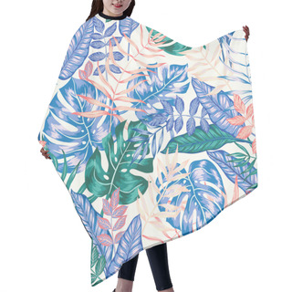 Personality  Seamless Vector Graphical Artistic Tropical Nature Jungle Pattern Hair Cutting Cape