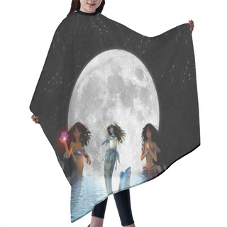 Personality  Mermaids Swimming In The Moonlight. Hair Cutting Cape