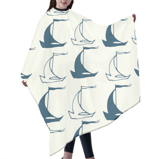 Personality  Seamless Nautical Pattern With Decorative Sailing Boats Hair Cutting Cape