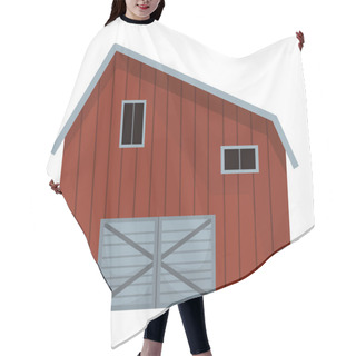 Personality  Barn Icon. Farmyard Architecture Building. Cartoon Farm Shed. Wooden Stable In Rustic Retro Style. Vector Illustration In Flat Style On White Background. Hair Cutting Cape