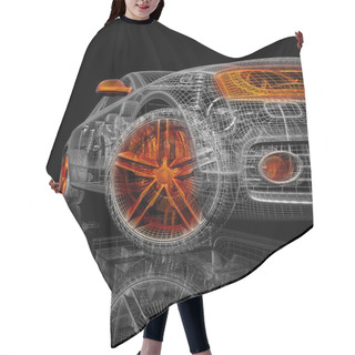 Personality  3d Car Model On A Black Background. Hair Cutting Cape