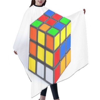 Personality  Rubiks Cube On White Hair Cutting Cape