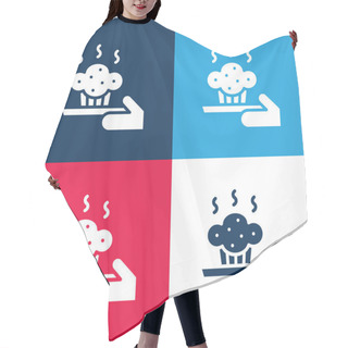 Personality  Baking Blue And Red Four Color Minimal Icon Set Hair Cutting Cape