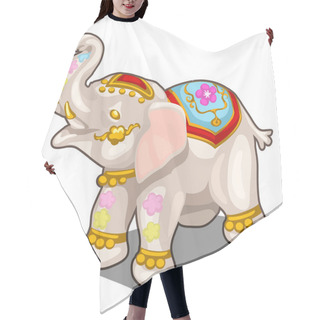 Personality  Figurine Of Indian White Elephant. Vector Isolated Hair Cutting Cape