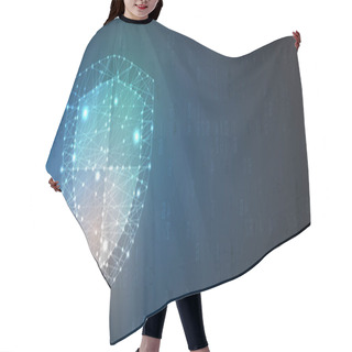 Personality  Cyber Security And Information Or Network Protection. Future Technology Shield Hair Cutting Cape