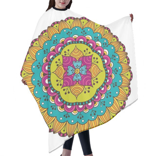 Personality  Multicolored Floral Mandala. Colorful Decorative Round Ornament Hair Cutting Cape
