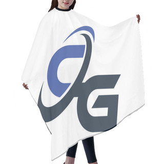 Personality  CG Blue Swoosh Global Digital Business Letter Logo Hair Cutting Cape