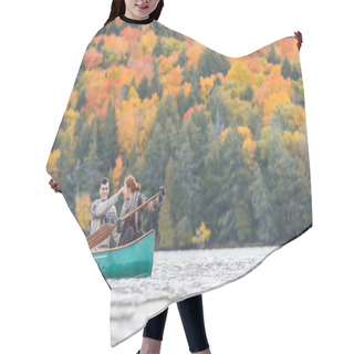 Personality  Happy Couple Canoeing In A Lake In Canada Hair Cutting Cape