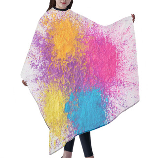 Personality  Top View Of Explosion Of Multicolored Holi Powder On White Background Hair Cutting Cape